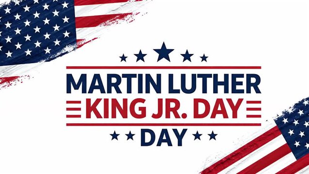Patriotic Martin Luther King Jr Day text with American flags