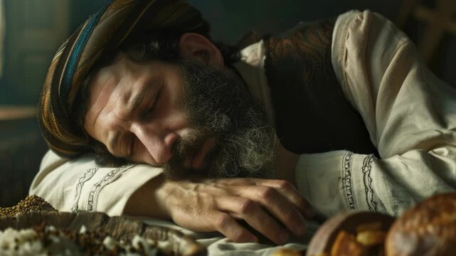 Man with Beard Lying on Bed