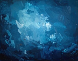 Swirling blue abstract artwork with visible brushstrokes