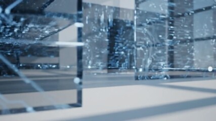 Futuristic digital interface with circuit patterns in a modern office space showcasing technology and innovation - Powered by Adobe