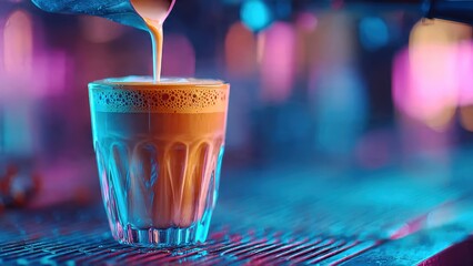 Latte art creation by skilled barista in warm, inviting coffee environment