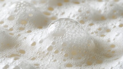 Close-up of delicate, soft foam bubbles creating a textured surface, inviting relaxation and a calming atmosphere.