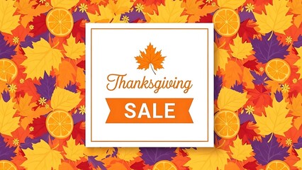 Celebrate Thanksgiving with Amazing Sale Deals and Festive Fall Colors Featuring Autumn Leaves and Orange Slices Ready for Your Holiday Promotions