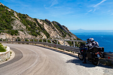 Motorbike on a road of Elba Island
