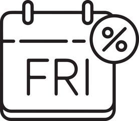 Friday calendar icon with percentage symbol sale discount