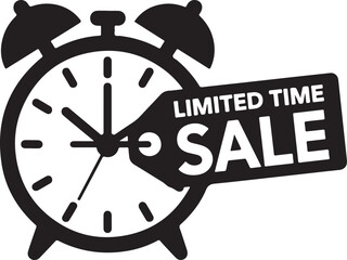 Red alarm clock with sale tag time limited time