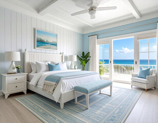 Transform your coastal style bedroom with serene views beachfront interior design relaxing environment low angle perspective