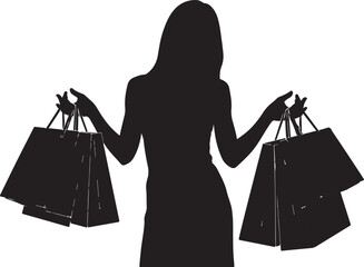 Silhouette of a woman holding shopping bags consumerism