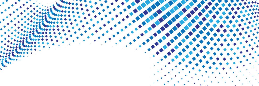 Blue abstract halftone wave with vibrant dotted gradient motion creating modern flowing shapes ideal for tech visuals, creative layouts, and contemporary graphic design