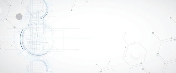 Futuristic plexus hexagons, DNA strands, connected neural technology background