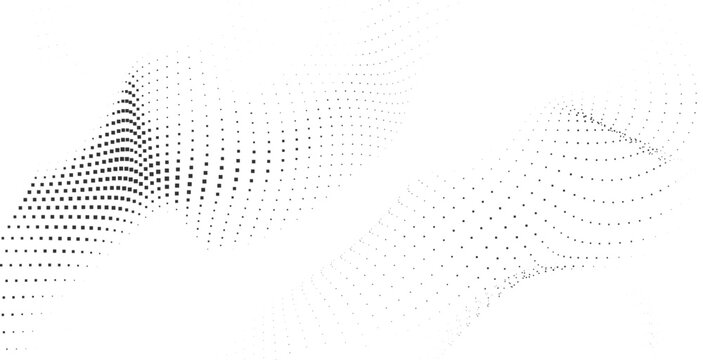 Smooth halftone wave with subtle dotted gradients forming elegant flowing monochrome curves, ideal for minimal clean designs, tech visuals, and modern digital layouts