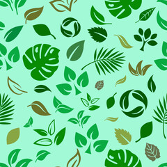 Seamless pattern with different leaves.