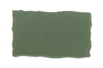Torn green paper fragment with rough edges, offering a blank textured surface for notes and messages on transparent background