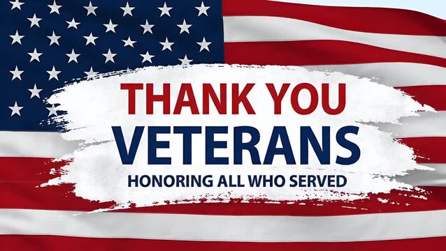 Patriotic design with thank you veterans text over American flag