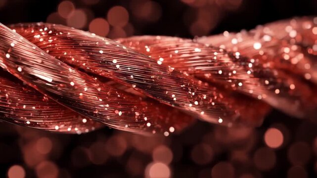 Closeup of lightweight grapheneinfused copper alloy wires glowing gently under laboratory lighting emphasizing innovation in flexible conductive materials