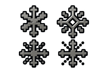Obraz premium Various geometric snowflake designs in a monochrome color scheme suitable for winter decorations or graphic use