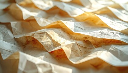 Abstract close-up of wrinkled paper with light and shadow