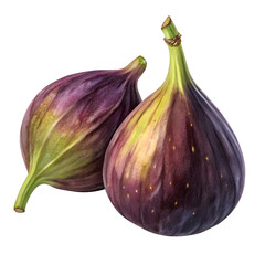 Two Fresh Ripe Figs on a Black Background