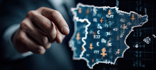 Businessperson analyzing spain's economy and financial data. Generated with ia