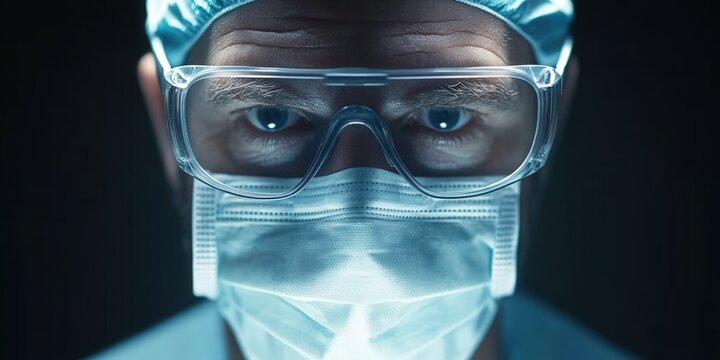 Close-Up of a Healthcare Professional in Protective Gear Focused on Patient Care