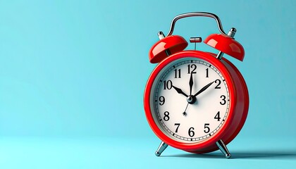 Red retro alarm clock showing 1000 against a blue background