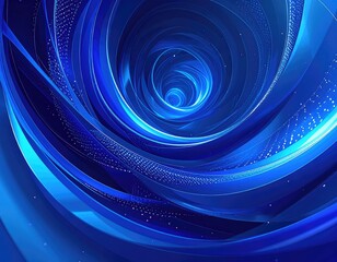 Abstract blue spiral tunnel with light, movement and futuristic glow