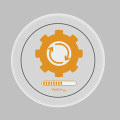 Glass Effect Orange Gear Loading and System Update Icon