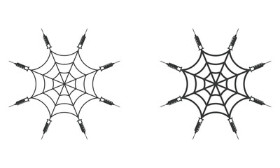  Spider web with syringes drug addiction concept vector illustration