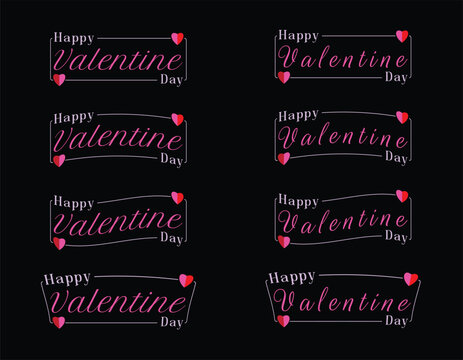Valentine vector bundle: hearts, love typography, and romantic elements. - Powered by Adobe