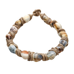 Obraz premium Handmade natural seashell necklace with intricate knotting isolated on transparent background