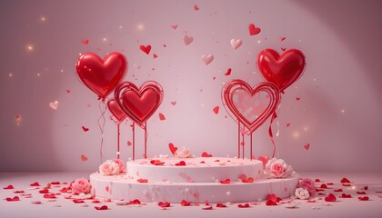 Romantic Valentine’s Podium with Intertwined Heart Props