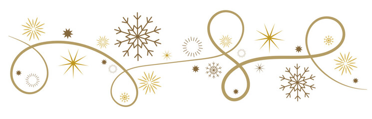 Christmas ornament with golden snowflakes on a white background
