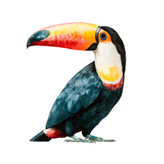 Naklejka premium Vibrant toucan bird with large colorful beak isolated on transparent background