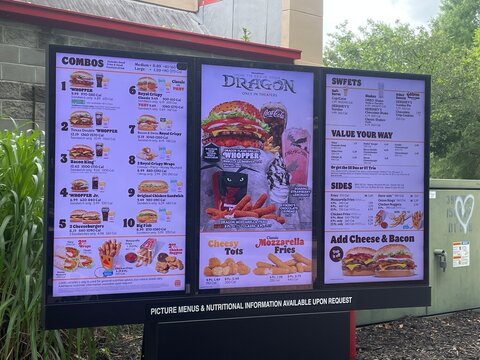 Burger King drive thru menu sign