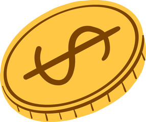 Hand Drawn Single Gold Coin