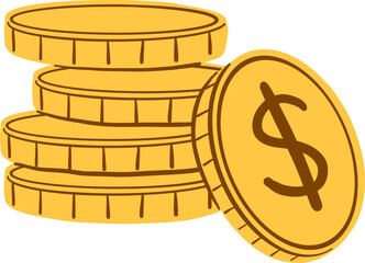 Hand Drawn Coin Stack Icon