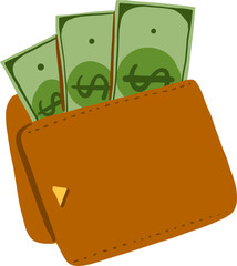 Hand Drawn Wallet Full Of Cash