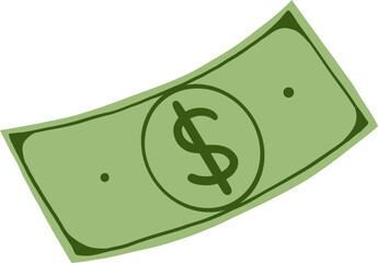 Hand Drawn Flying Dollar Bill