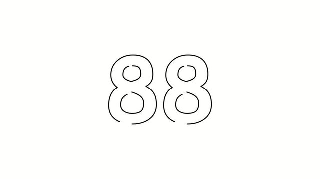 88 date, number object business. One line drawing doodle hand drawn picture. Video 4k  object illustration, minimalism hand drawn sketch design modern new