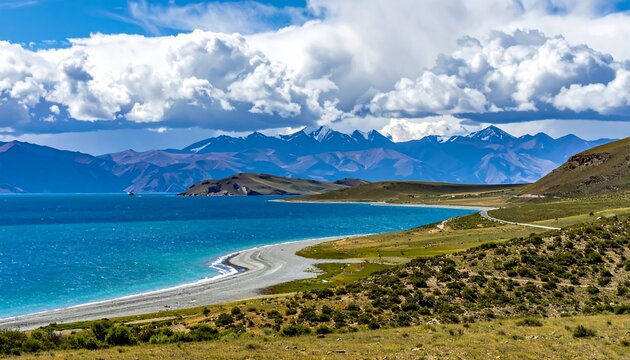 Scenic Landscape of Lago General Carrera in Patagonia, Chile.