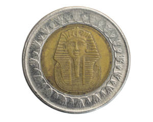 Egypt one pound coin on white isolated background