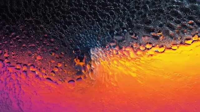 Closeup of liquid metal undergoing a gradient cooling method highlighting temperature variations for controlled crystallization in modern engineering.