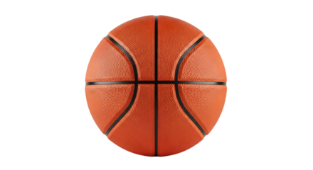 Close up of an orange basketball with black lines and textured surface, isolated on a white or transparent background, cutout, PNG