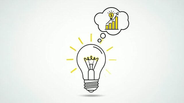 Bright idea sparks financial growth and business success, showing innovative solutions for investment and stock market gains, a profitable concept