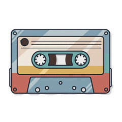 Obraz premium Retro cassette tape illustration with colorful stripes and visible tape on a transparent background perfect for vintage music themes and nostalgia
