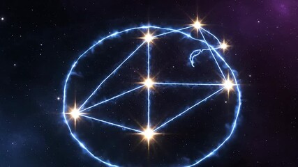 Abstract glowing star constellation on dark background