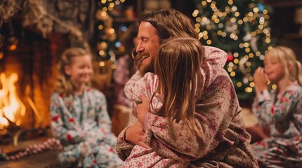 Jesus christ with crown of thorns near candles in dark and snowy atmosphere