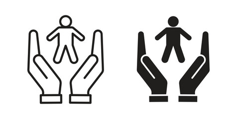 Child custody icons design, logo. Symbol illustration set