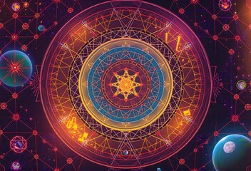 Celestial Geometric Mandala Design