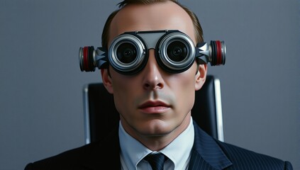 Futuristic Goggles on Businessman